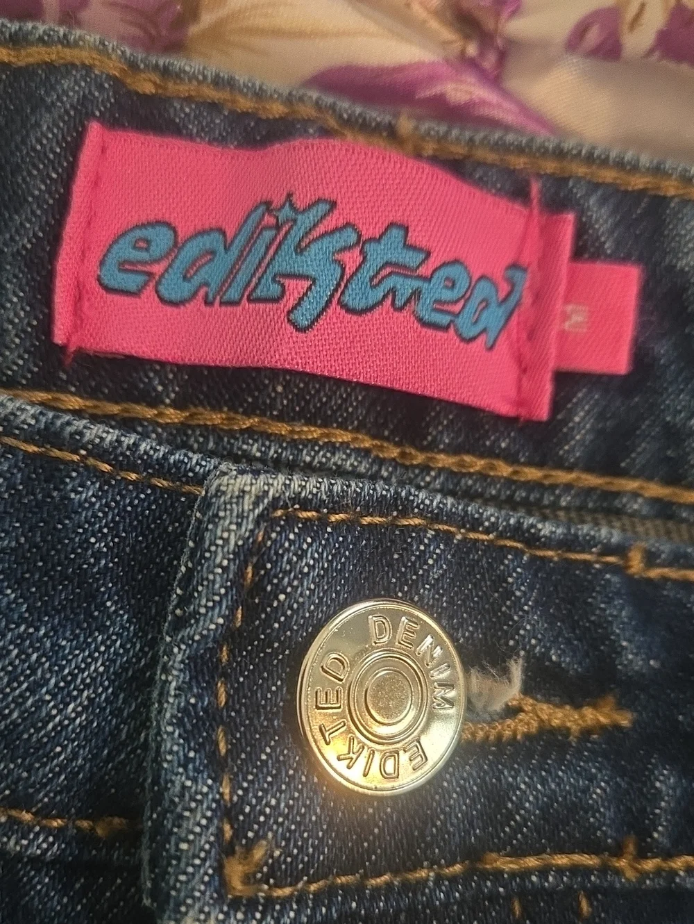 Edikted Denim Embellished Relaxed FitLong Shorts